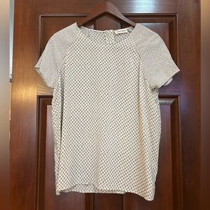 Custommade Silk Blend Geometric Print Short Sleeve Blouse Size 40 (US8-10)